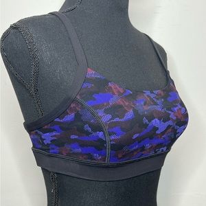 Lululemon Blue Purple Red Camo Cross Back Sports Bra